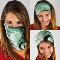 Piko Hawaiian Neck Gaiter Green Galaxy Spiral Plumeria Tribal Patterns DT05 - Polynesian Pride