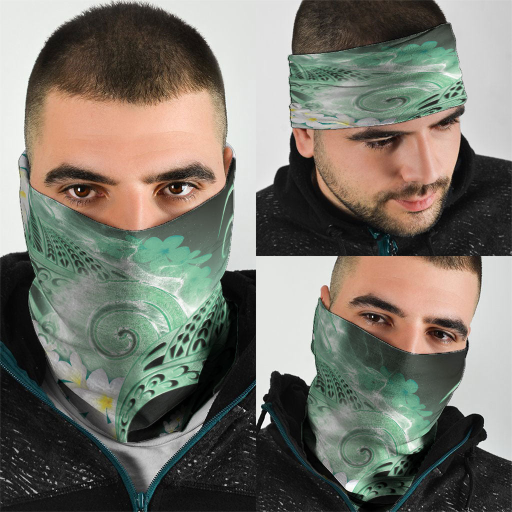 Piko Hawaiian Neck Gaiter Green Galaxy Spiral Plumeria Tribal Patterns DT05 - Polynesian Pride