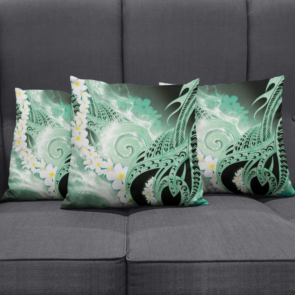 Piko Hawaiian Pillow Cover Green Galaxy Spiral Plumeria Tribal Patterns DT05 - Polynesian Pride