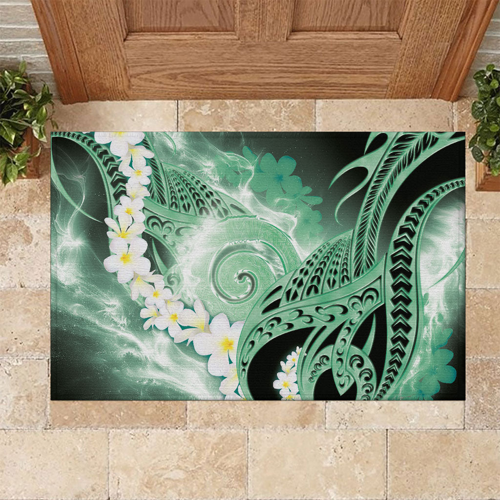 Piko Hawaiian Rubber Doormat Green Galaxy Spiral Plumeria Tribal Patterns DT05 Green - Polynesian Pride