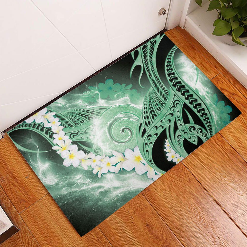 Piko Hawaiian Rubber Doormat Green Galaxy Spiral Plumeria Tribal Patterns DT05 - Polynesian Pride