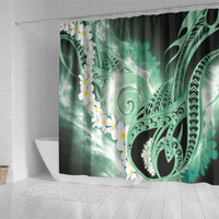 Piko Hawaiian Shower Curtain Green Galaxy Spiral Plumeria Tribal Patterns DT05 - Polynesian Pride