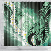 Piko Hawaiian Shower Curtain Green Galaxy Spiral Plumeria Tribal Patterns DT05 - Polynesian Pride
