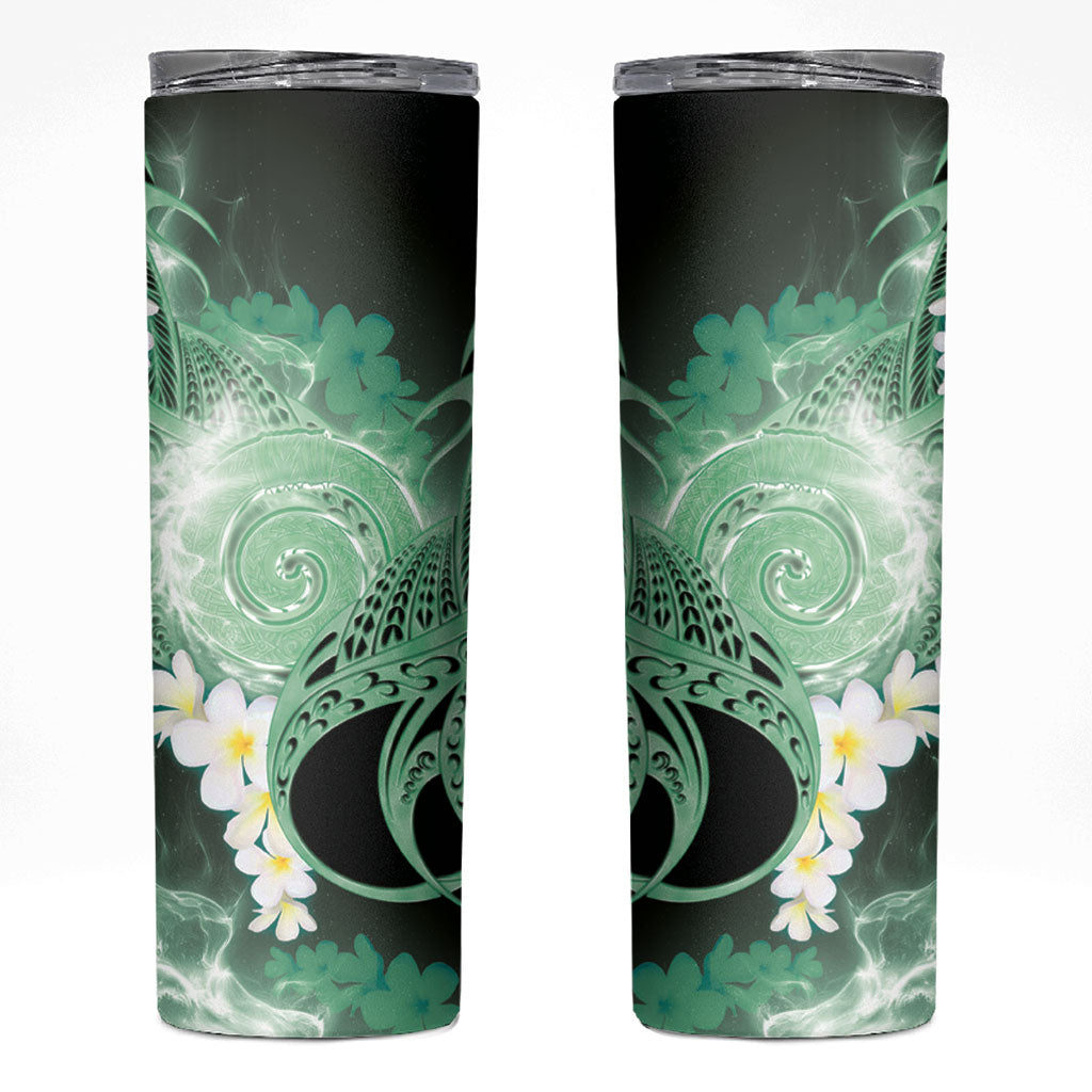 Piko Hawaiian Skinny Tumbler Green Galaxy Spiral Plumeria Tribal Patterns DT05 Green - Polynesian Pride