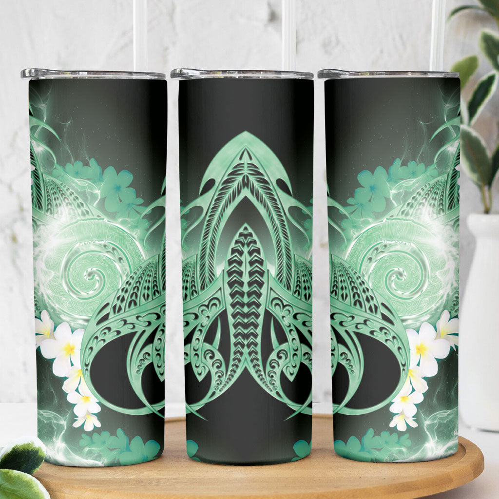 Piko Hawaiian Skinny Tumbler Green Galaxy Spiral Plumeria Tribal Patterns DT05 - Polynesian Pride