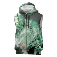 Piko Hawaiian Sleeveless Zip Hoodie Green Galaxy Spiral Plumeria Tribal Patterns DT05 Green - Polynesian Pride