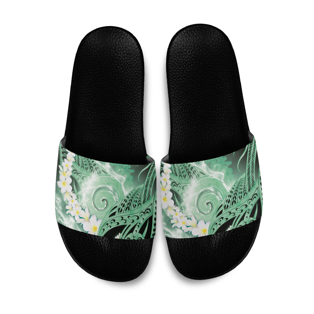 Piko Hawaiian Slide Sandals Green Galaxy Spiral Plumeria Tribal Patterns DT05 Green - Polynesian Pride
