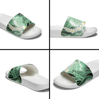 Piko Hawaiian Slide Sandals Green Galaxy Spiral Plumeria Tribal Patterns DT05 - Polynesian Pride