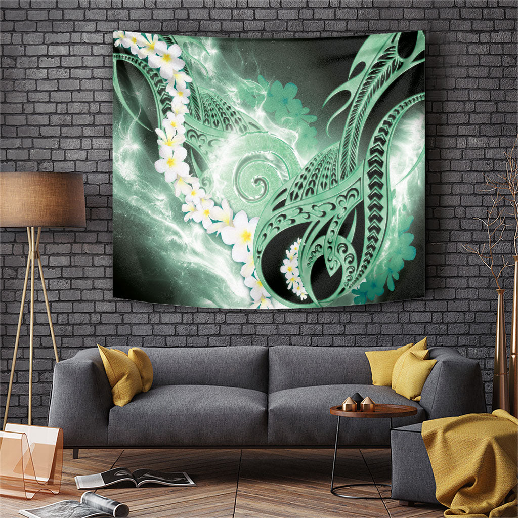 Piko Hawaiian Tapestry Green Galaxy Spiral Plumeria Tribal Patterns DT05 Green - Polynesian Pride