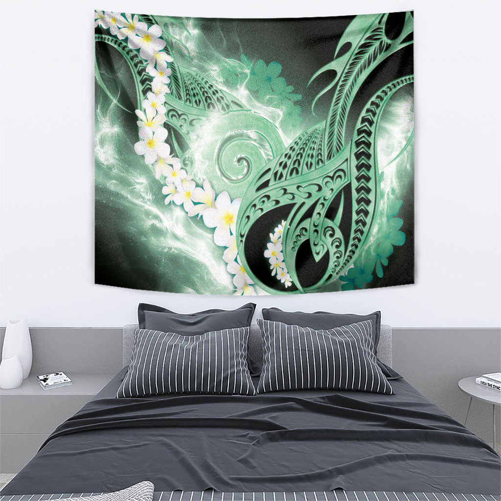 Piko Hawaiian Tapestry Green Galaxy Spiral Plumeria Tribal Patterns DT05 - Polynesian Pride