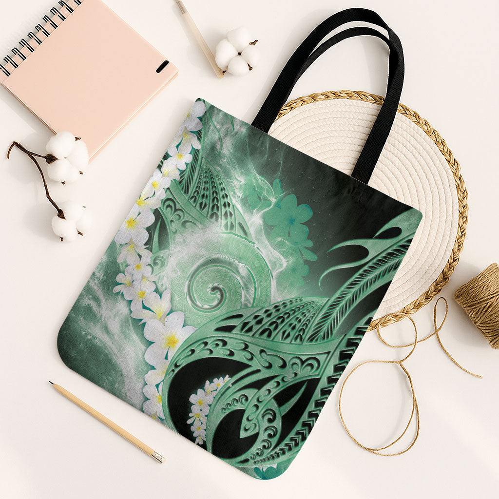 Piko Hawaiian Tote Bag Green Galaxy Spiral Plumeria Tribal Patterns DT05 Black Strap One Size Green - Polynesian Pride