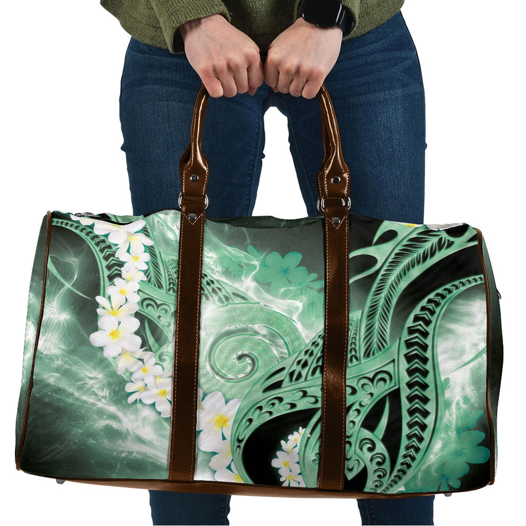 Piko Hawaiian Travel Bag Green Galaxy Spiral Plumeria Tribal Patterns DT05 Green - Polynesian Pride