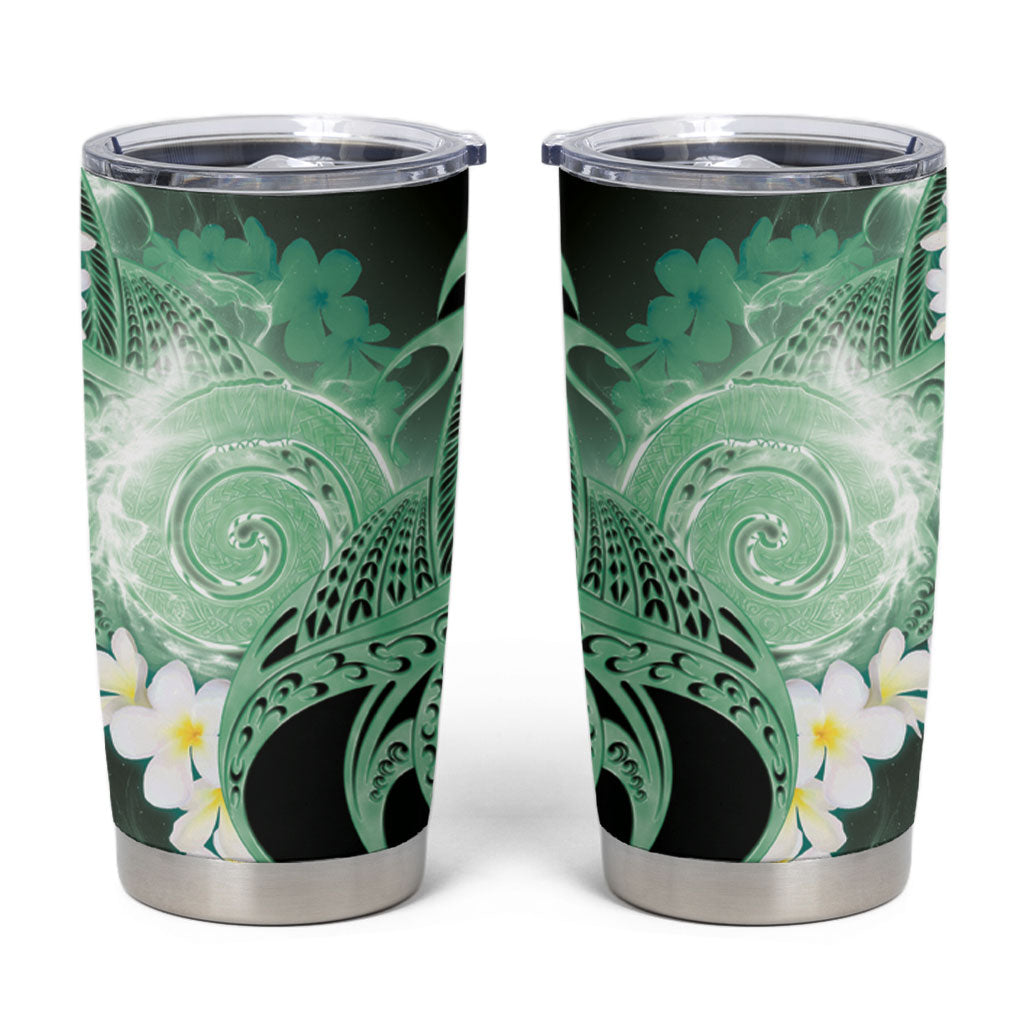 Piko Hawaiian Tumbler Cup Green Galaxy Spiral Plumeria Tribal Patterns DT05 Green - Polynesian Pride