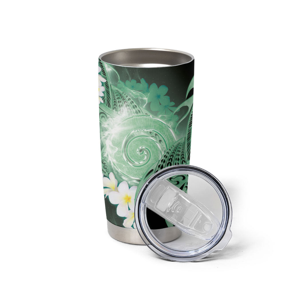Piko Hawaiian Tumbler Cup Green Galaxy Spiral Plumeria Tribal Patterns DT05 - Polynesian Pride
