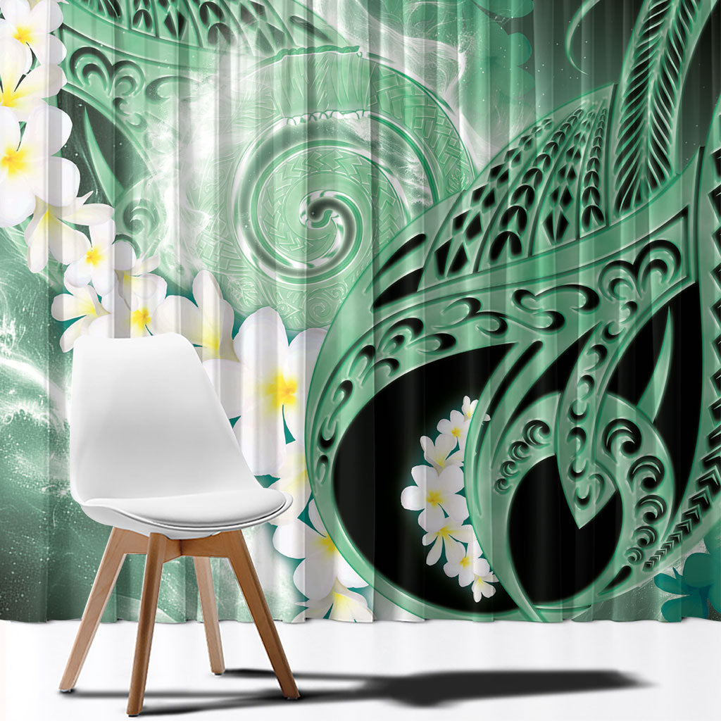 Piko Hawaiian Window Curtain Green Galaxy Spiral Plumeria Tribal Patterns DT05 - Polynesian Pride