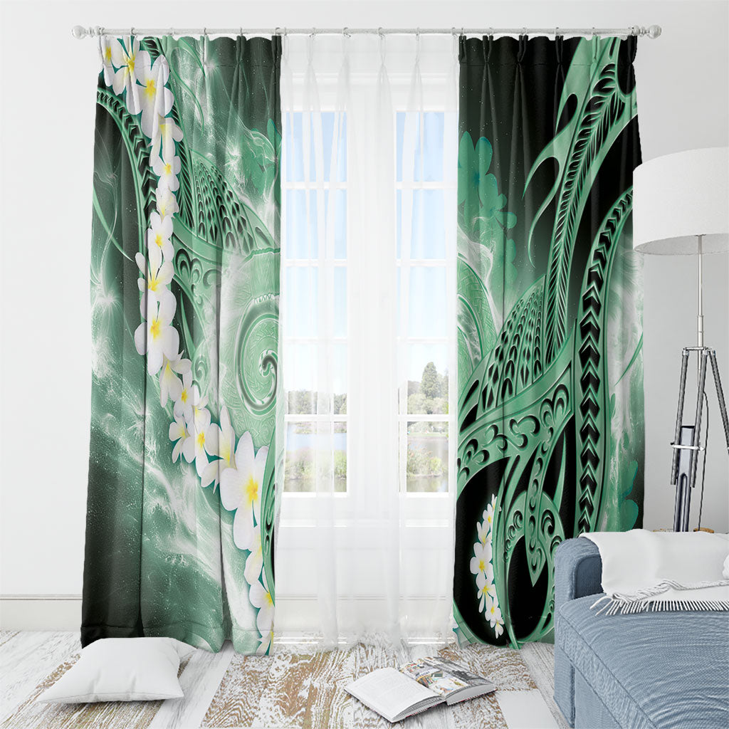 Piko Hawaiian Window Curtain Green Galaxy Spiral Plumeria Tribal Patterns DT05 - Polynesian Pride