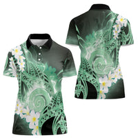 Piko Hawaiian Women Polo Shirt Green Galaxy Spiral Plumeria Tribal Patterns DT05 - Polynesian Pride