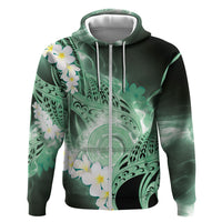 Piko Hawaiian Zip Hoodie Green Galaxy Spiral Plumeria Tribal Patterns DT05 Zip Hoodie Green - Polynesian Pride