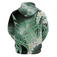 Piko Hawaiian Zip Hoodie Green Galaxy Spiral Plumeria Tribal Patterns DT05 - Polynesian Pride