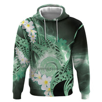 Piko Hawaiian Zip Hoodie Green Galaxy Spiral Plumeria Tribal Patterns DT05 Pullover Hoodie Green - Polynesian Pride