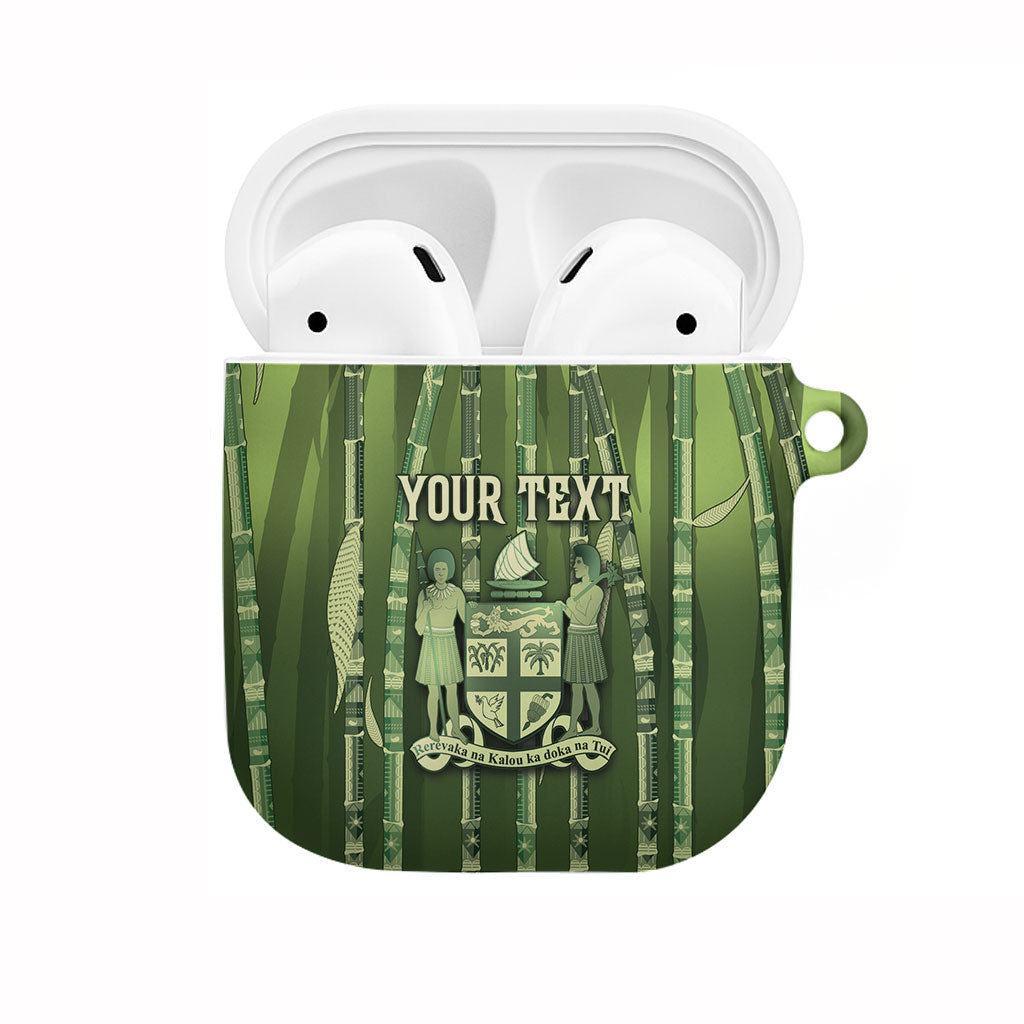 Personalised Fiji Language Week Sugarcane Masi AirPods Case Green Tapa Tribal Pattern DT05 Green - Polynesian Pride