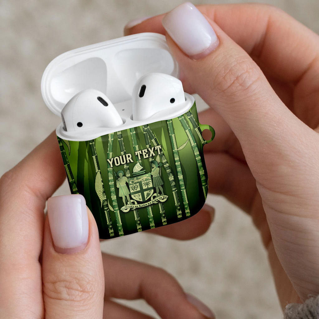 Personalised Fiji Language Week Sugarcane Masi AirPods Case Green Tapa Tribal Pattern DT05 - Polynesian Pride