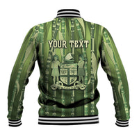 Personalised Fiji Language Week Sugarcane Masi Baseball Jacket Green Tapa Tribal Pattern DT05 - Polynesian Pride