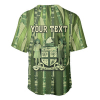 Personalised Fiji Language Week Sugarcane Masi Baseball Jersey Green Tapa Tribal Pattern DT05 - Polynesian Pride