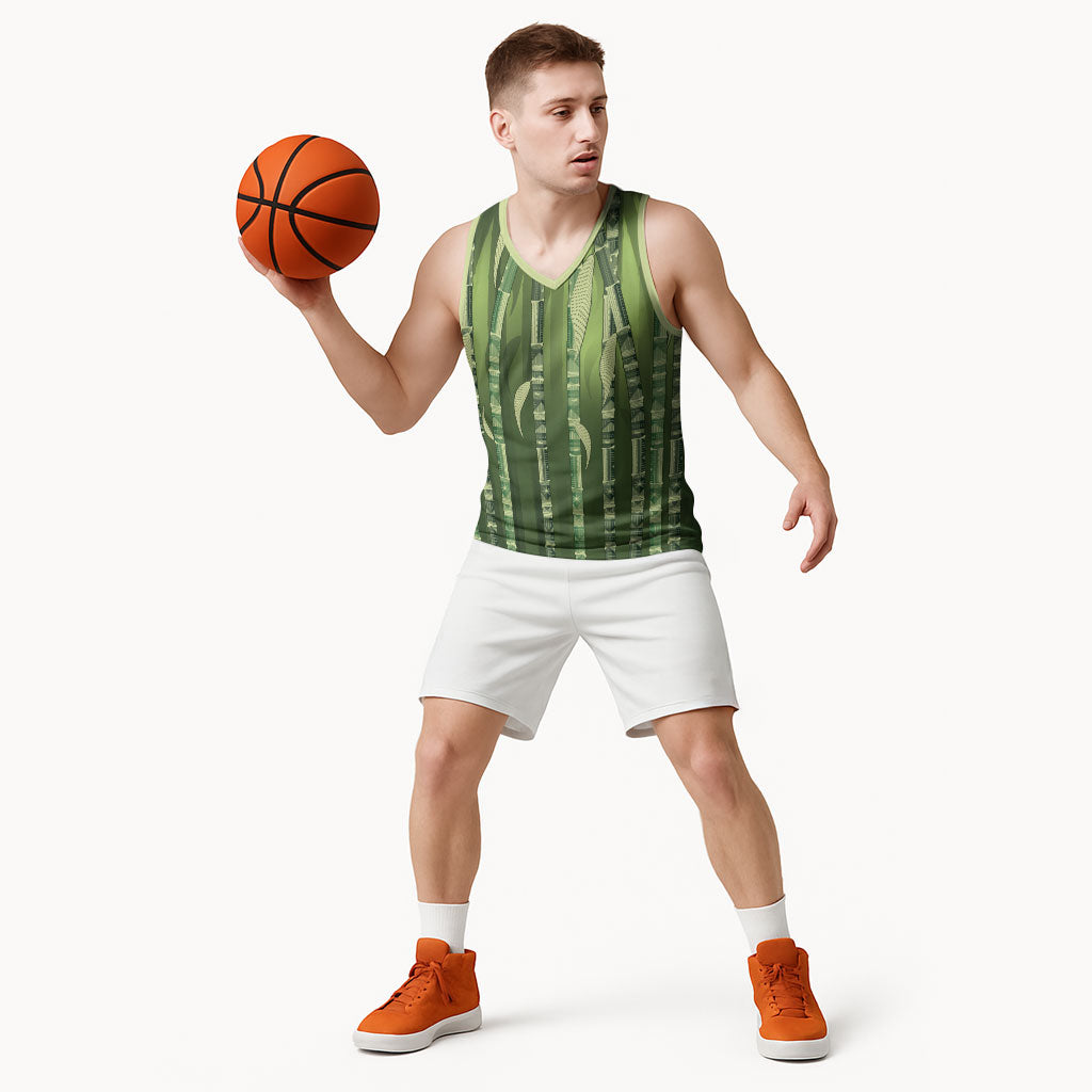 Personalised Fiji Language Week Sugarcane Masi Basketball Jersey Green Tapa Tribal Pattern DT05 - Polynesian Pride