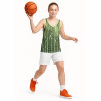 Personalised Fiji Language Week Sugarcane Masi Basketball Jersey Green Tapa Tribal Pattern DT05 - Polynesian Pride
