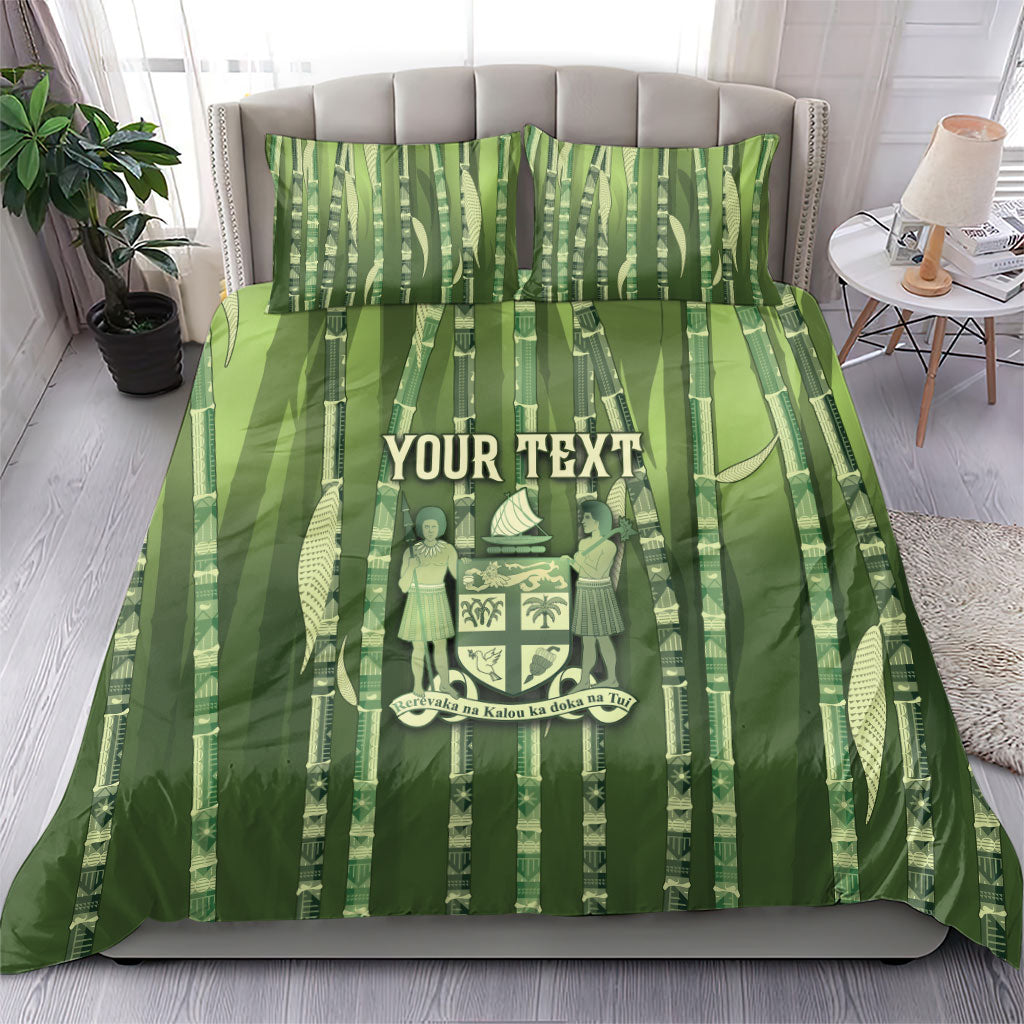 Personalised Fiji Language Week Sugarcane Masi Bedding Set Green Tapa Tribal Pattern DT05 - Polynesian Pride