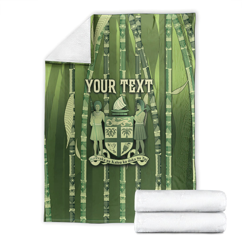 Personalised Fiji Language Week Sugarcane Masi Blanket Green Tapa Tribal Pattern DT05 - Polynesian Pride