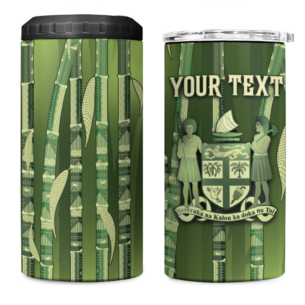 Personalised Fiji Language Week Sugarcane Masi 4 in 1 Can Cooler Tumbler Green Tapa Tribal Pattern DT05 One Size: 16 oz Green - Polynesian Pride