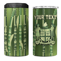 Personalised Fiji Language Week Sugarcane Masi 4 in 1 Can Cooler Tumbler Green Tapa Tribal Pattern DT05 One Size: 16 oz Green - Polynesian Pride
