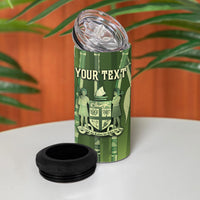 Personalised Fiji Language Week Sugarcane Masi 4 in 1 Can Cooler Tumbler Green Tapa Tribal Pattern DT05 - Polynesian Pride