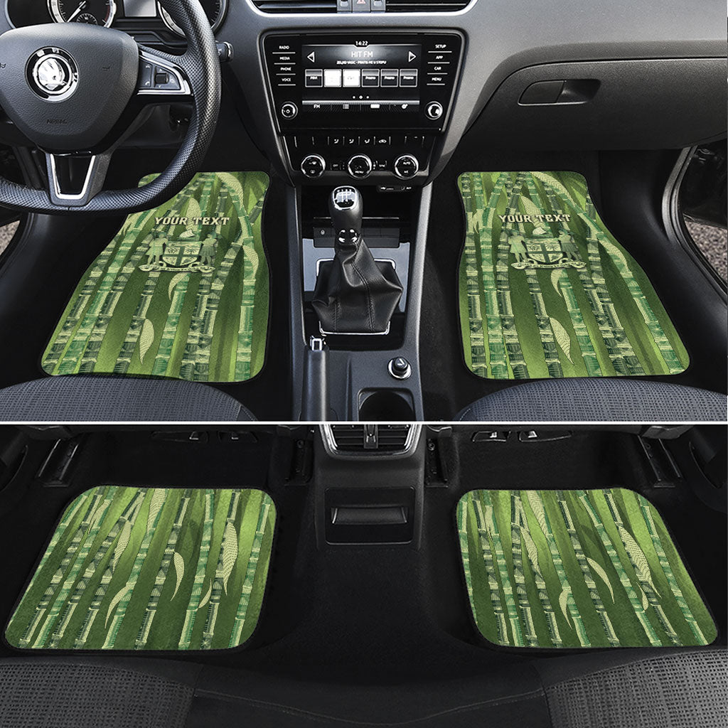Personalised Fiji Language Week Sugarcane Masi Car Mats Green Tapa Tribal Pattern DT05 Set 4pcs Green - Polynesian Pride