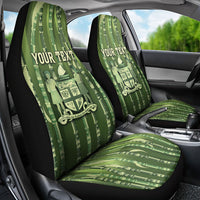 Personalised Fiji Language Week Sugarcane Masi Car Seat Cover Green Tapa Tribal Pattern DT05 - Polynesian Pride