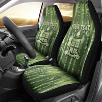 Personalised Fiji Language Week Sugarcane Masi Car Seat Cover Green Tapa Tribal Pattern DT05 - Polynesian Pride