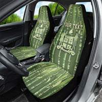 Personalised Fiji Language Week Sugarcane Masi Car Seat Cover Green Tapa Tribal Pattern DT05 - Polynesian Pride