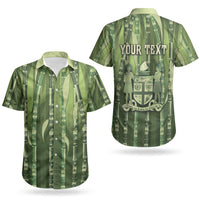 Personalised Fiji Language Week Sugarcane Masi Couples Matching Off Shoulder Maxi Dress and Hawaiian Shirt Green Tapa Tribal Pattern DT05 - Polynesian Pride