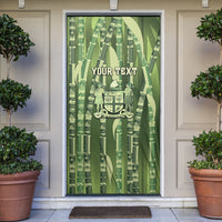 Personalised Fiji Language Week Sugarcane Masi Door Cover Green Tapa Tribal Pattern DT05 Green - Polynesian Pride