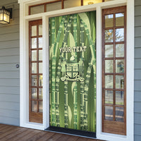 Personalised Fiji Language Week Sugarcane Masi Door Cover Green Tapa Tribal Pattern DT05 - Polynesian Pride
