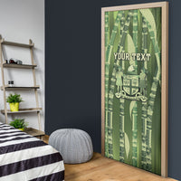 Personalised Fiji Language Week Sugarcane Masi Door Cover Green Tapa Tribal Pattern DT05 - Polynesian Pride