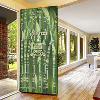 Personalised Fiji Language Week Sugarcane Masi Door Cover Green Tapa Tribal Pattern DT05 - Polynesian Pride