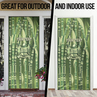 Personalised Fiji Language Week Sugarcane Masi Door Cover Green Tapa Tribal Pattern DT05 - Polynesian Pride