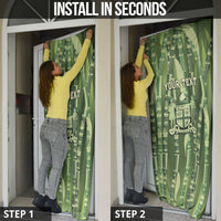 Personalised Fiji Language Week Sugarcane Masi Door Cover Green Tapa Tribal Pattern DT05 - Polynesian Pride