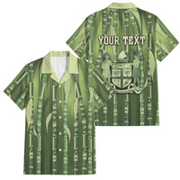 Personalised Fiji Language Week Sugarcane Masi Family Matching Off Shoulder Short Dress and Hawaiian Shirt Green Tapa Tribal Pattern DT05 Dad's Shirt - Short Sleeve Green - Polynesian Pride