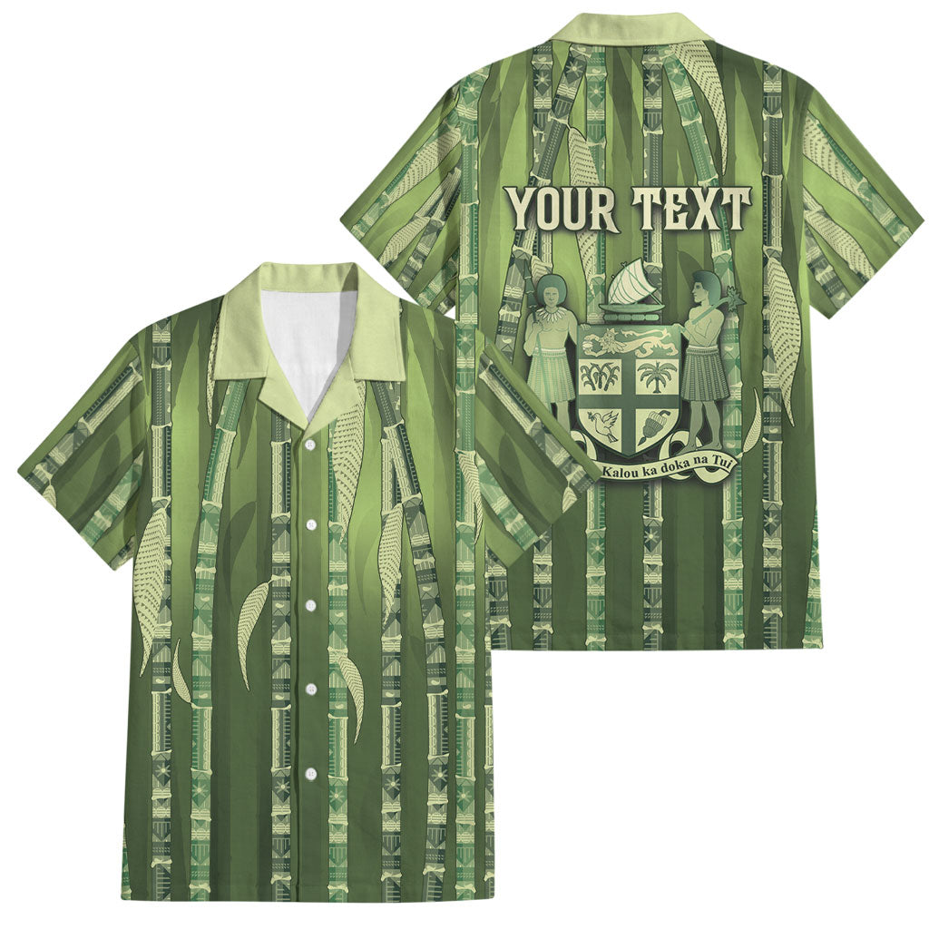 Personalised Fiji Language Week Sugarcane Masi Family Matching Summer Maxi Dress and Hawaiian Shirt Green Tapa Tribal Pattern DT05 Dad's Shirt - Short Sleeve Green - Polynesian Pride