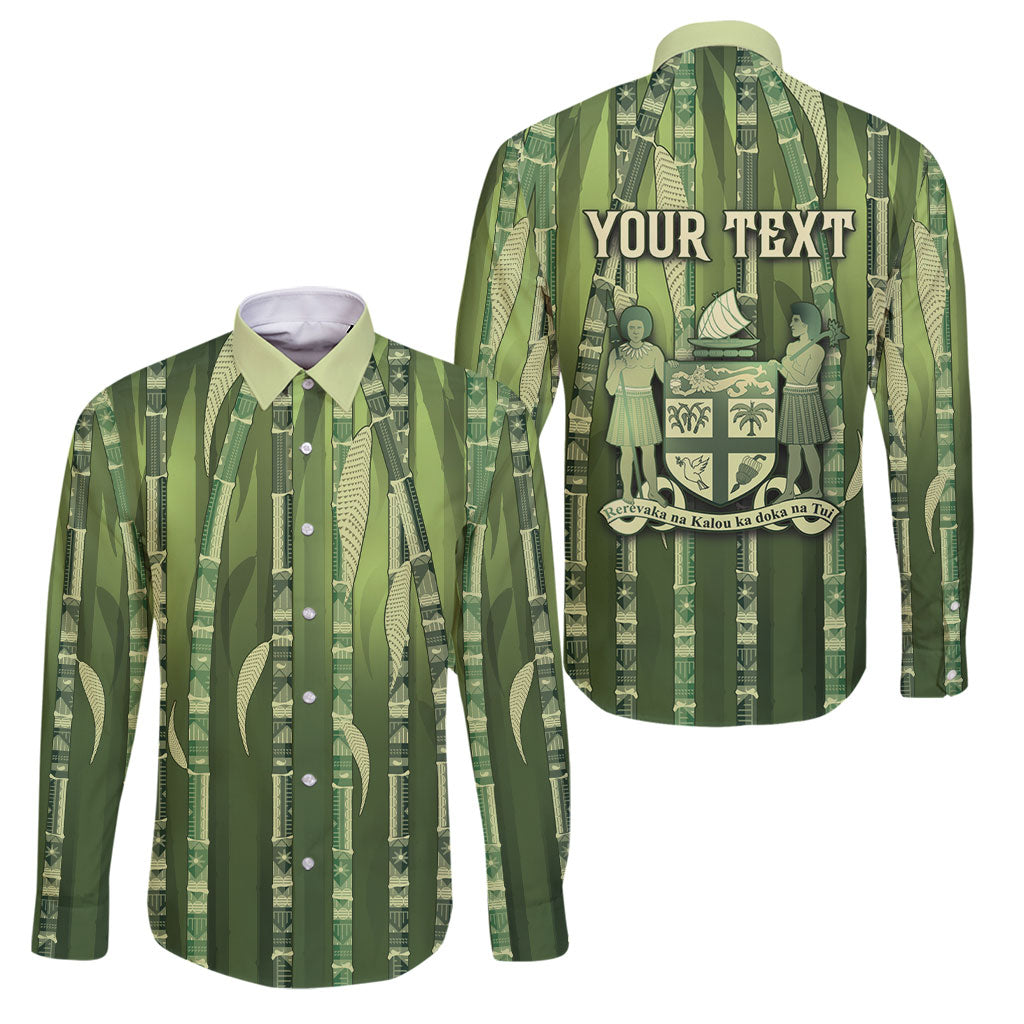 Personalised Fiji Language Week Sugarcane Masi Family Matching Summer Maxi Dress and Hawaiian Shirt Green Tapa Tribal Pattern DT05 Dad's Shirt - Long Sleeve Green - Polynesian Pride