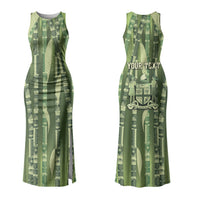Personalised Fiji Language Week Sugarcane Masi Family Matching Tank Maxi Dress and Hawaiian Shirt Green Tapa Tribal Pattern DT05 Mom's Dress Green - Polynesian Pride